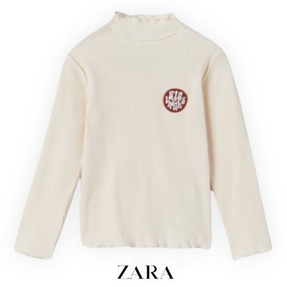ZARA Kids | Cream | RIBBED HIGH NECK T-SHIRT - Picture 1 of 4